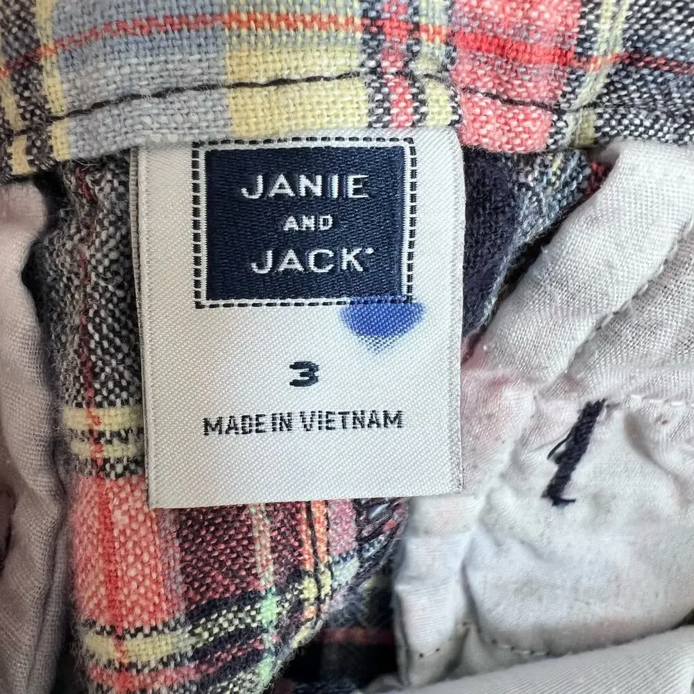 Janie and Jack Shorts Boys 3 Madras Plaid Cotton Preppy Summer Beach